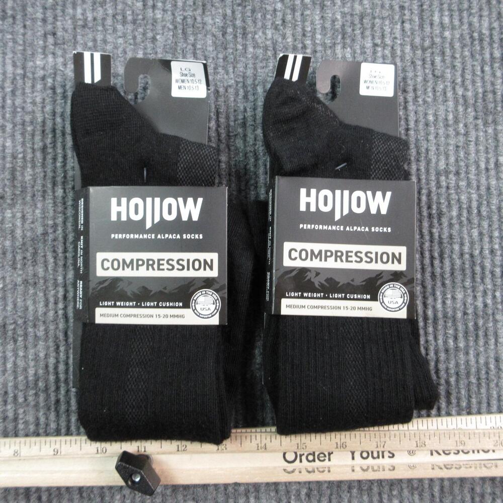 Hollow Socks Mens L Black Compression Alpaca Nylon Spandex NWT